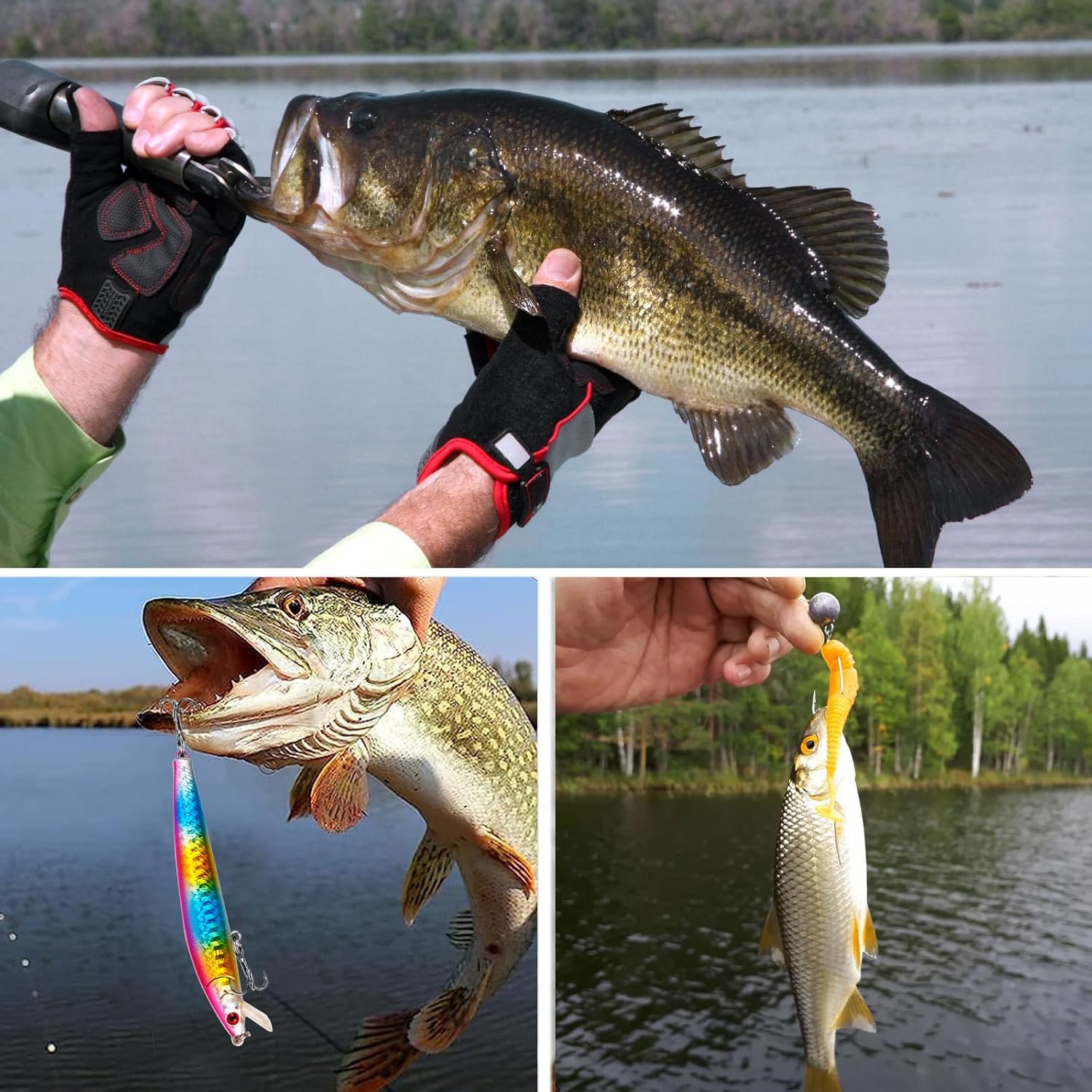 Large 3 Layers Tackle Box with Fishing Tackle Included, 423 Pcs Fishing Lures Kit Crankbaits Fishing Hooks Spoon Worm Tackle Fishing Bait Accessories for Bass Trout Freshwater Saltwater - Image 5